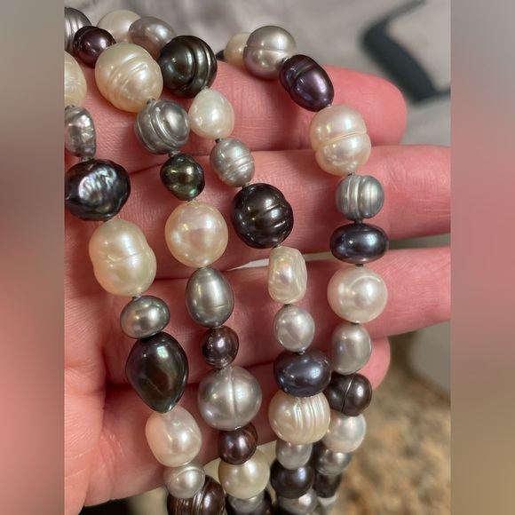 Long Baroque Freshwater Pearl Necklace Vintage Single Strand - Picture 6 of 8